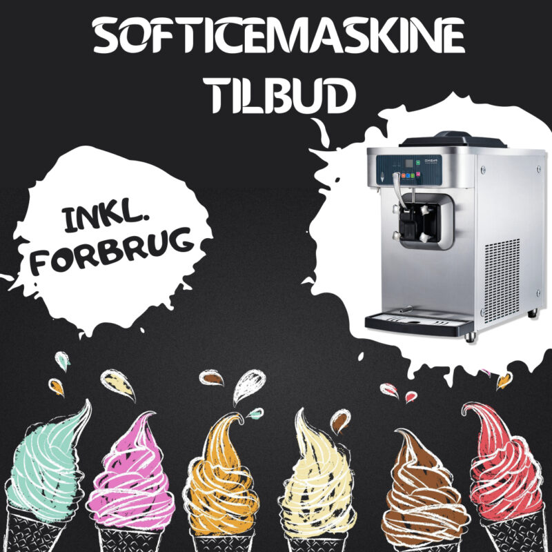 Softicemaskine tilbud inkl. forbrug fra Als udlejning